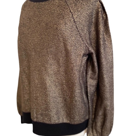 Express Gold & Black Sparkle Glitter L/S Top - Picture 4 of 7